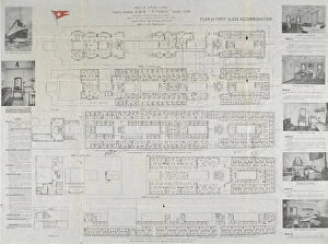 Images Dated 26th April 2019: Titanic first class deck plan, 1911. Artist: Anonymous