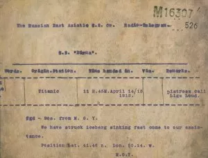 Titanic - Iceberg Telegram, 1912