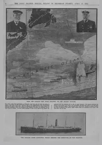 How the Titanic met with disaster..., and The Cunard liner Carpathia..., April 20, 1912 How the Titanic met with disaster..., and The Cunard liner Carpathia..., April 20, 1912