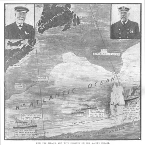 The Daily Graphic Prints: How the Titanic met with Disaster on her Maiden Voyage, April 20, 1912. Creator: Unknown
