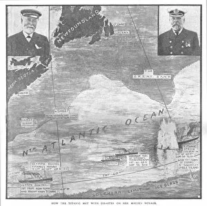 Icebergs Gallery: How the Titanic met with Disaster on her Maiden Voyage, April 20, 1912. Creator: Unknown