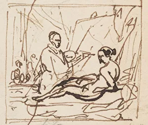 Da Cadore Prints: Titian Painting his Venus, (c1530s), c1860s. Creator: Nicaise de Keyser