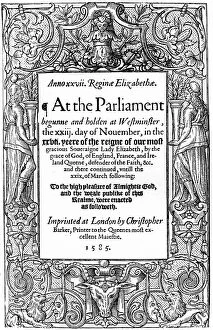 Images Dated 25th June 2007: Title page of Acts of Parliament, 1585, (1893)