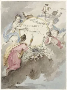Title Page Prints: Title page for art book with coloured drawings, 1745-1808. Creator: Gerard van Nijmegen