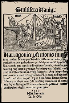 Title page of the book Ship of Fools by Sebastian Brant, 1497. Creator: Anonymous