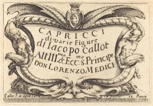 Title Page for The Capricci, c. 1622. Creator: Jacques Callot
