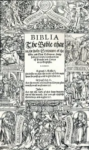 Bishop Of Exeter Prints: Title-Page of Coverdales English Bible, 1535. Artist: Hans Holbein the Younger