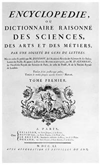 Diderot Gallery: Title page of Denis Diderots Encyclopedie, 1751 (1956)
