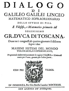 Copernican System Gallery: Title page of Dialogo, by Galileo, 1632