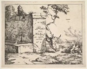 Paulus Prints: Title page for Diverses vaches et boeufs'after Paulus Potter