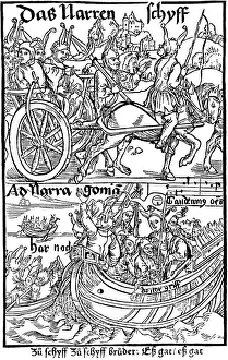 Title page of an edition of Ship of Fools, by Sebastian Brant, 1494. Artist: Albrecht Durer Title page of an edition of Ship of Fools, by Sebastian Brant, 1494. Artist: Albrecht Durer