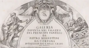 Pietro Berrettini Prints: Title page to Galleria Dipinta nel Palazzo del Prencipe Panfilio after the ceiling f