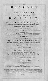 Typeface Gallery: Title page of The History and Antiquities of the County of Dorset, 1815. Creator: Unknown