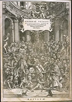 Patient Prints: Title page from De humani corporis fabrica by Andreas Vesalius, ca 1543