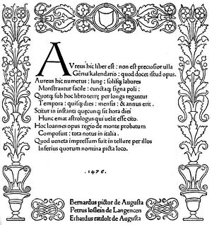 Images Dated 25th June 2007: Title page of Kalendarium by Regiomontanus, 1476, (1893)