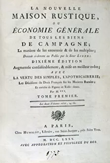 Images Dated 24th March 2007: Title page to La Nouvelle Maison Rustique, ou Economie Generale, 1775