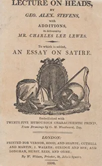Stevens Prints: Title page, from A Lecture on Heads by George Alexander Stevens, April 1808