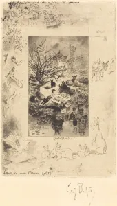 Lix Hilaire Buhot Prints: Title Page for Lettres de Mon Moulin, c. 1885. Creator: Felix Hilaire Buhot