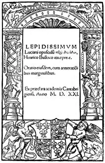 Images Dated 25th June 2007: Title page of Lucian, 1521, (1893)