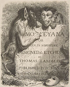 Landseer Gallery: Title Page, from Monkey-ana, or Men in Miniature, 1827. 1827. Creator: Thomas Landseer