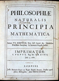 Theory Gallery: Title page of Newtons Philosophiae Naturalis Principia Mathematica, 1687