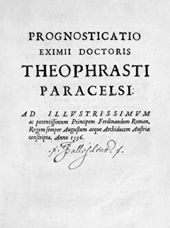 Title page of Prognosticatio Eximii Doctoris Paracelsi, 1536. Artist: Theophrastus Bombastus von Hohenheim Paracelsus