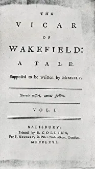Title Page of The Vicar of Wakefield, 1766