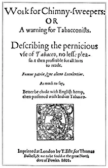 Title page of Work for Chimney Sweepers or A Warning for Tobacconists, 1602 (1956)
