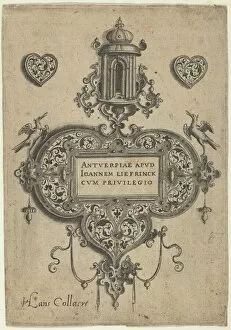 Title Plate, from Pendant Designs with Architectural Elements and Vegetal-Arabesque... before 1573