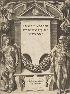Title plate to the series the Loves, Rages and Jealousies of Juno, 1531-76 Title plate to the series the Loves, Rages and Jealousies of Juno, 1531-76