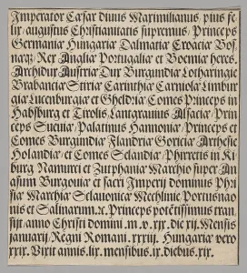Kaiser Maximilian I Prints: Titles of Emperor Maximilian, from Historical Scenes from the Life of Emperor