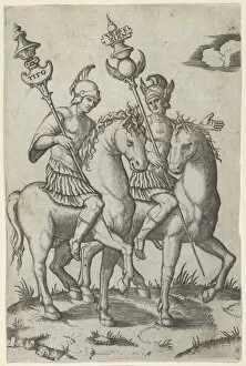 Leader Collection: Titus and Vespanian both on horseback, ca. 1510-27. Creator: Marcantonio Raimondi
