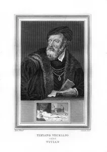 Tiziano Vecelli (Titian), Italian High Renaissance painter, (1825). Artist: John Corner