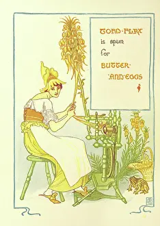 Spinning Prints: Toad-flax is spun for Butter-And-Eggs, 1899. Creator: Walter Crane