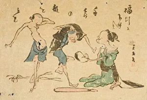 Keisai Eisen Prints: Toba-e: Fukubiki subject, c1810s. Creator: Ikeda Eisen