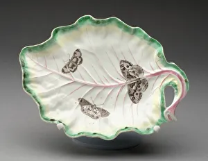 Worcestershire Prints: Tobacco Leaf Dish, Worcester, c. 1760. Creator: Royal Worcester