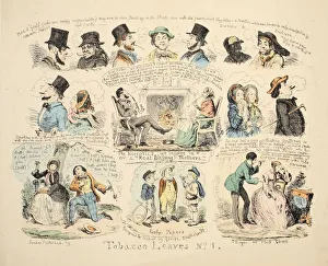 George Cruikshank 1792 1878 Prints: Tobacco Leaves No. 1, pub. 1851 (hand coloured engraving)