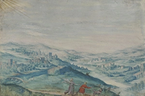 Religious Scene Or Person Prints: Tobias and the angel, 1st part of 17th century. Creator: Unknown