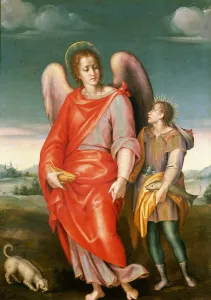 Tobias Prints: Tobias and the Angel, ca 1545. Creator: Foschi, Pier Francesco di Jacopo (1502-1567)