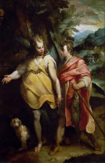 Tobias Prints: Tobias and the Angel, ca. 1575. Creator: Raffaellino da Reggio (1550-1578)