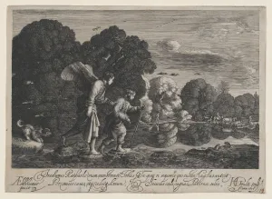 Reflected Collection: Tobias and the Angel (small plate), 1608. Creator: Hendrik Goudt