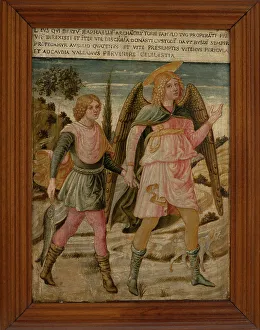 Muzeum Narodowe Prints: Tobias with Archangel Raphael, ca 1460. Creator: Gozzoli, Benozzo (ca 1420-1497)
