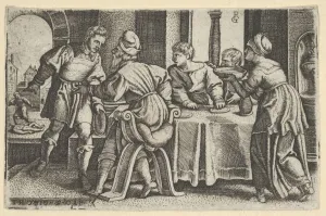 Jews Gallery: Tobias Leaving the Table, from The Story of Tobias, 1543. Creator: Georg Pencz