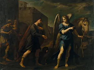 Tobias Prints: Tobias Meets the Archangel Raphael, c. 1640. Artist: Vaccaro, Andrea (1604-1670)