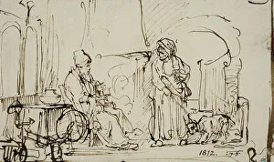 Tobias Prints: Tobit and Anna with the goat. Creator: Rembrandt Harmensz van Rijn