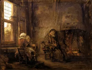 Faithfulness Gallery: Tobit and Anna waiting for the return of their son, 1659. Artist: Rembrandt van Rhijn (1606-1669)