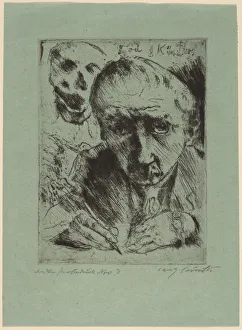 Corinth Lovis Prints: Tod und Künstler (Death and the Artist), 1920-1921. Creator: Lovis Corinth