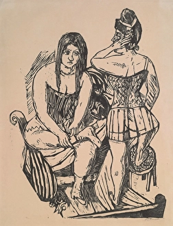 Toilette Prints: At Toilette (Bei der Toilette), 1923. Creator: Max Beckmann