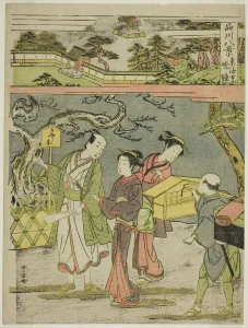 Tokaiji no Bansho, from the series Shinagawa Hakkei (Eight Views of Shinagawa), Japan, c. 1771. Creator: Shunsho. Tokaiji no Bansho, from the series Shinagawa Hakkei (Eight Views of Shinagawa), Japan, c. 1771. Creator: Shunsho