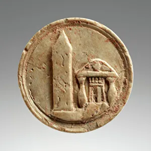 Disc Prints: Token with an Egyptian Obelisk and a Temple, early 1st century A.D. Creator: Unknown